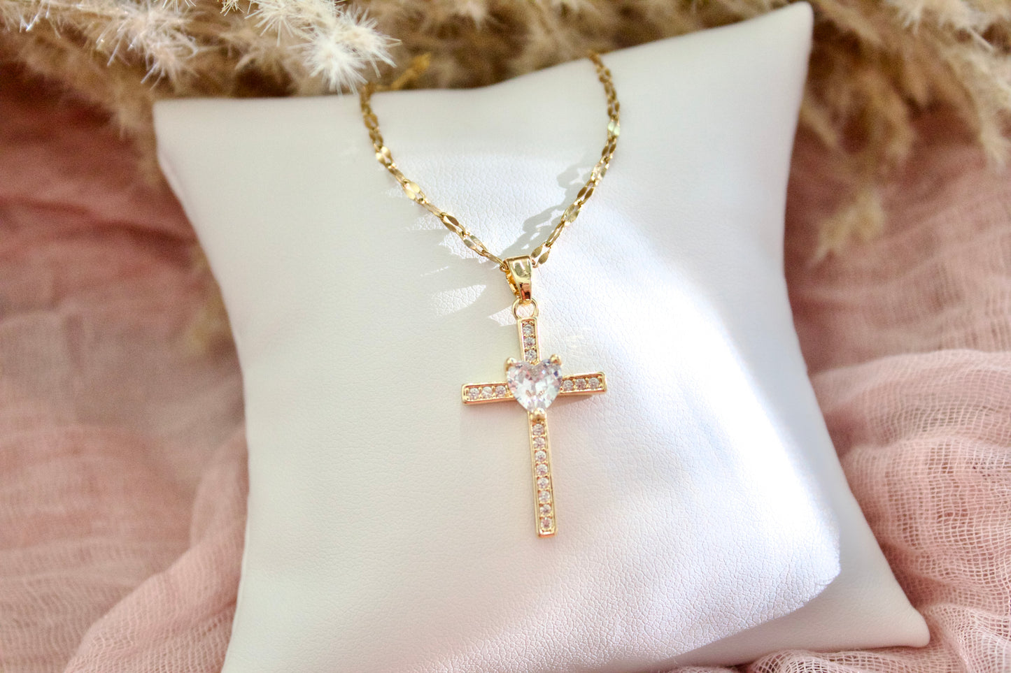 Heart in cross necklace