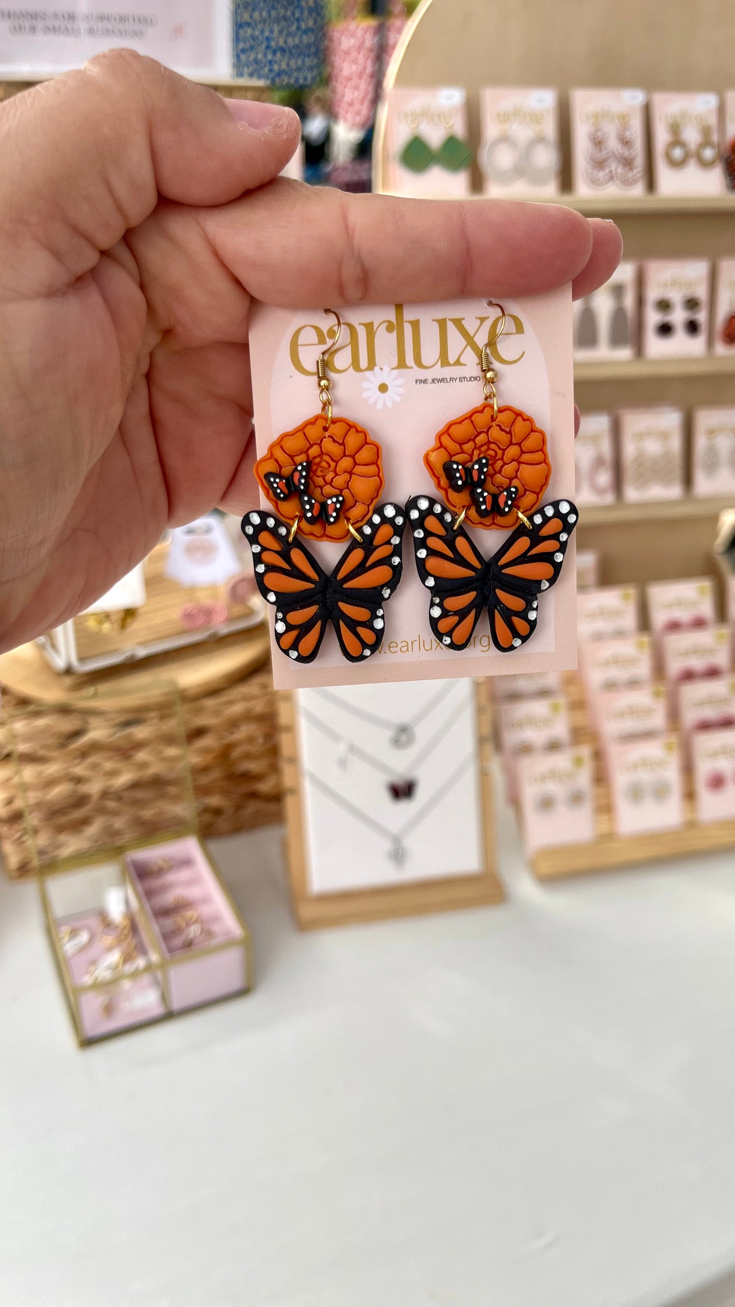 Monarch butterfly earrings