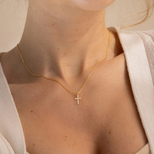 Cross necklace with stones