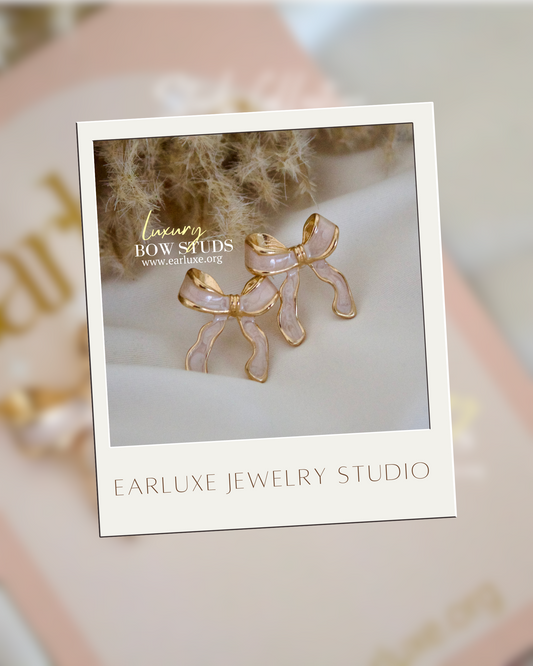 Pink bow earrings